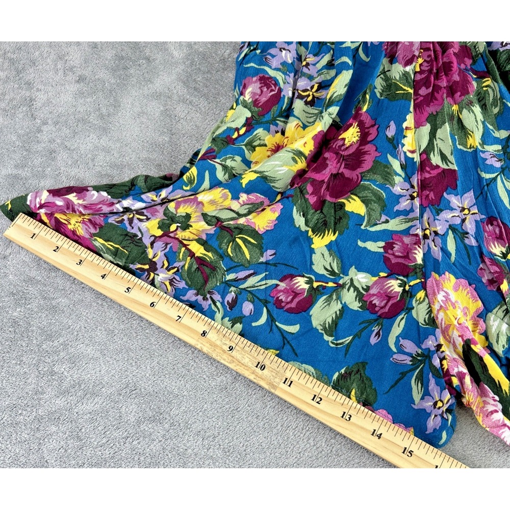 Band of Gypsies S Blue Floral Tie Front Wide Leg Shorts Pull On Garden Boho NWT - Picture 7 of 12